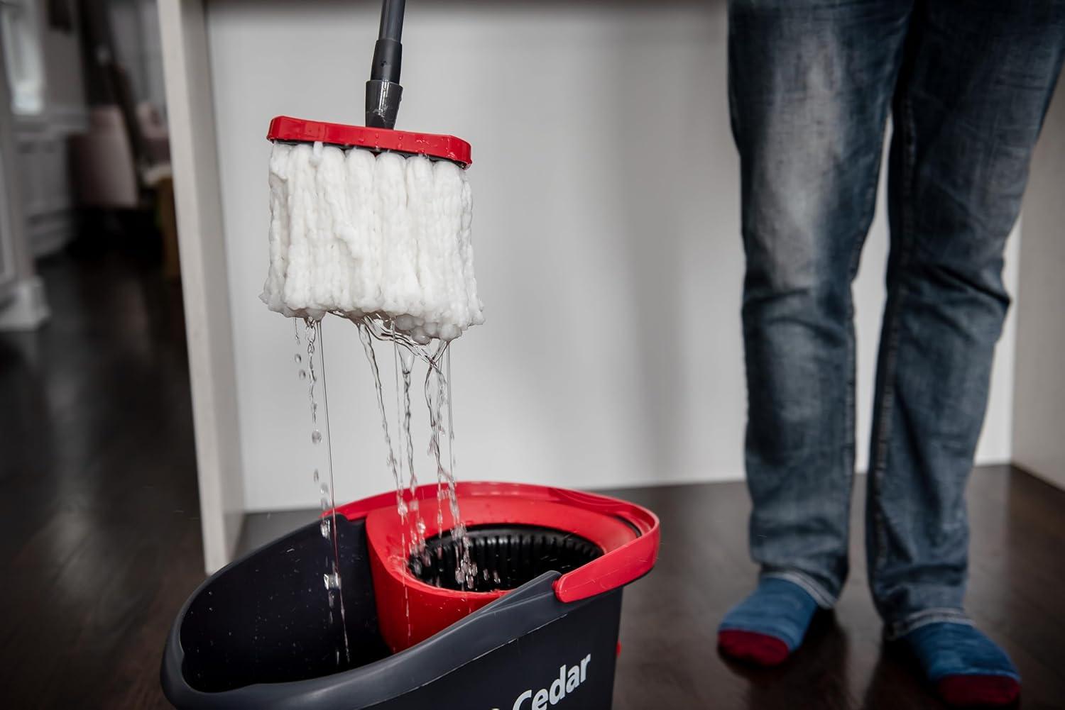 image:imageOCedar Easywring Microfiber Spin Mop amp Bucket Floor Cleaning System with 4 Extra RefillsSpin Mop Bucket with 2 Extra Refills
