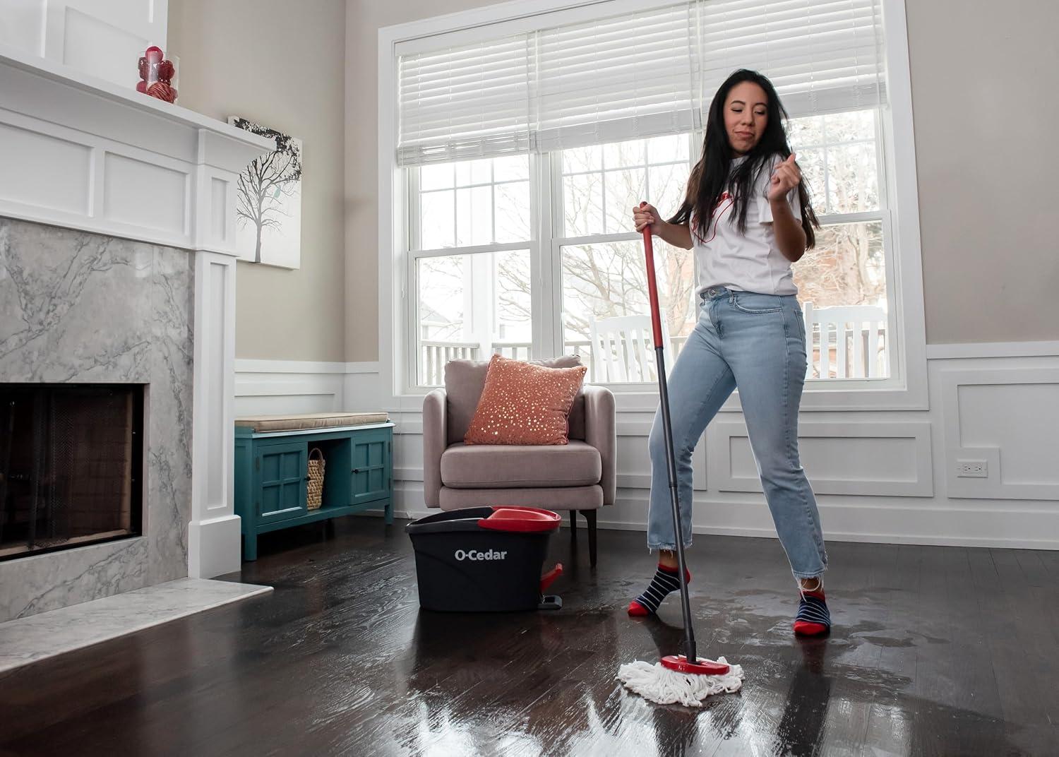 image:imageOCedar Easywring Microfiber Spin Mop amp Bucket Floor Cleaning System with 4 Extra RefillsSpin Mop Bucket with 2 Extra Refills