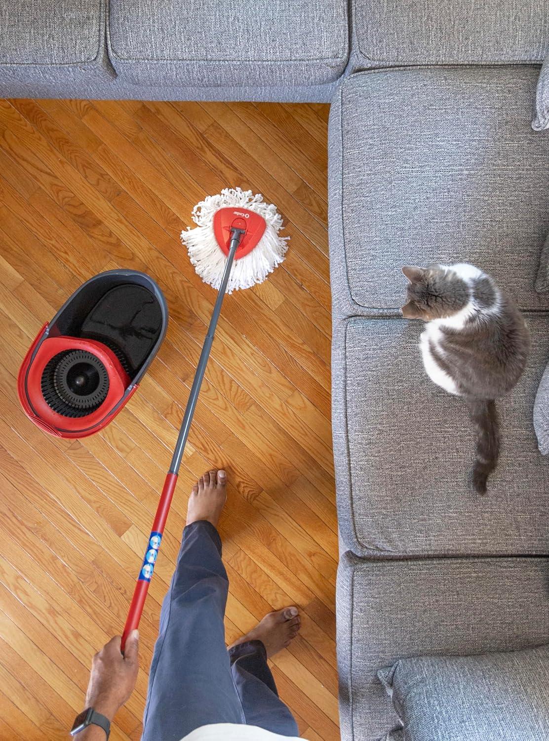 image:imageOCedar Easywring Microfiber Spin Mop amp Bucket Floor Cleaning System with 4 Extra RefillsSpin Mop Bucket with 2 Extra Refills