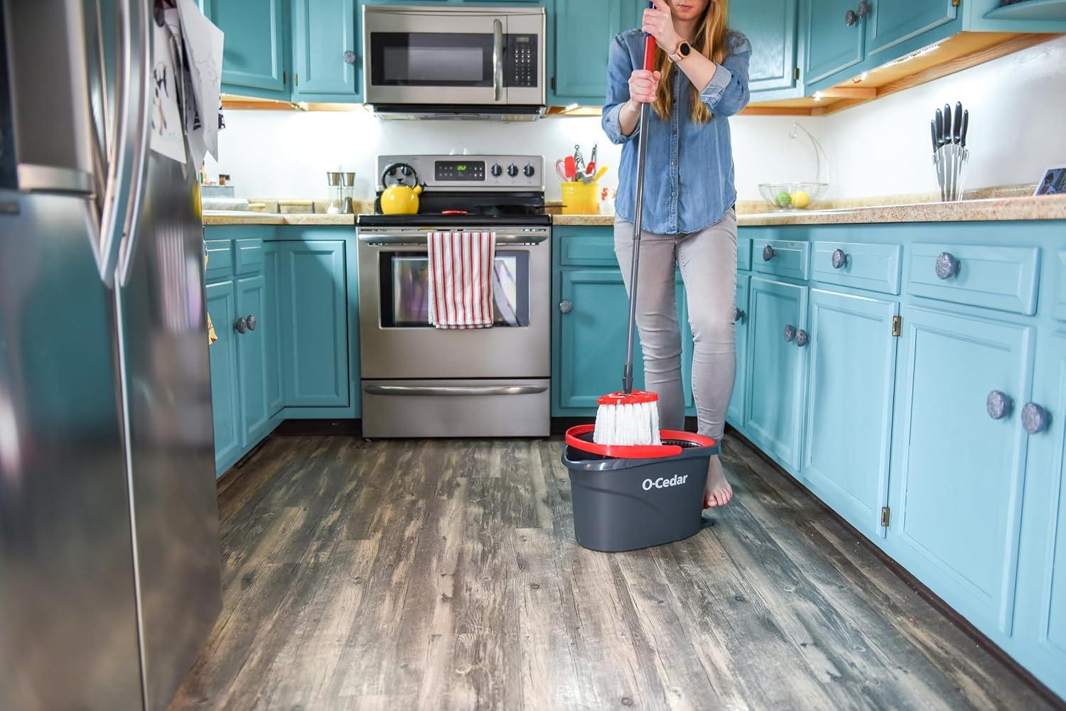 image:imageOCedar Easywring Microfiber Spin Mop amp Bucket Floor Cleaning System with 4 Extra RefillsSpin Mop Bucket with 4 Extra Refills