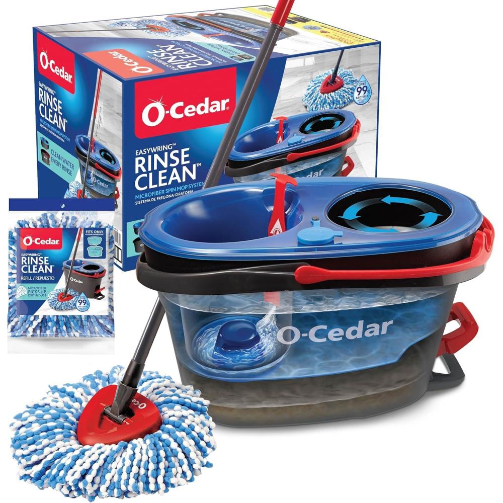 image:imageOCedar RinseClean Spin Mop amp Bucket System Clean with Water Removes 99 of BacteriaRinseclean Spin Mop Bucket 1 Extra Refill