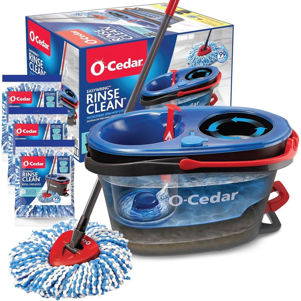 image:imageOCedar RinseClean Spin Mop amp Bucket System  Clean with Water  Removes 99 of BacteriaRinseclean Spin Mop  Bucket  3 Extra Refills