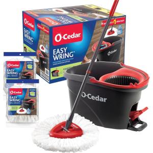 O-Cedar Easywring Microfiber Spin Mop & Bucket Floor Cleaning System with 4 Extra Refills(Spin Mop & Bucket with 2 Extra Refills)