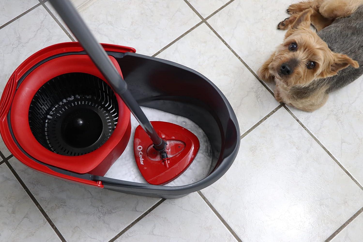 image:imageOCedar Easywring Microfiber Spin Mop amp Bucket Floor Cleaning System with 1 Extra RefillRed GrayEasywring Spin Mop Bucket 1 Extra Refill