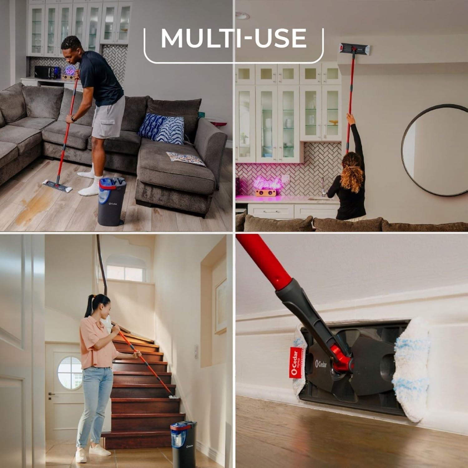 image:imageOCedar H2prO Flat Mop System Quick Cleaning Tool Clean with Water Machine Washable Reusable Microfiber Mop Pad Safe on Wood Floors Vinyl Tile Baseboards WallsH2prO 2 Refills
