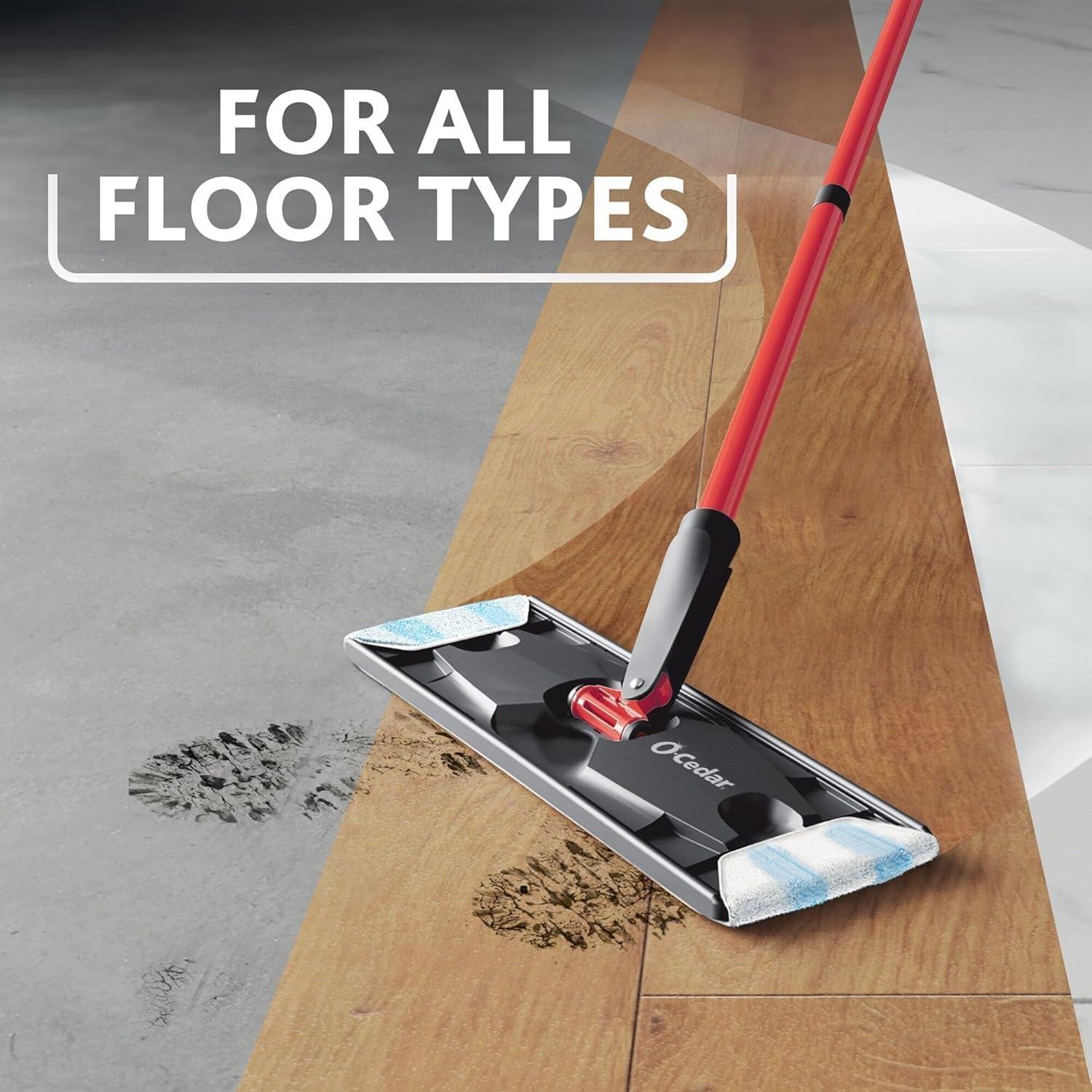 image:imageOCedar H2prO Flat Mop System Quick Cleaning Tool Clean with Water Machine Washable Reusable Microfiber Mop Pad Safe on Wood Floors Vinyl Tile Baseboards WallsH2prO 2 Refills