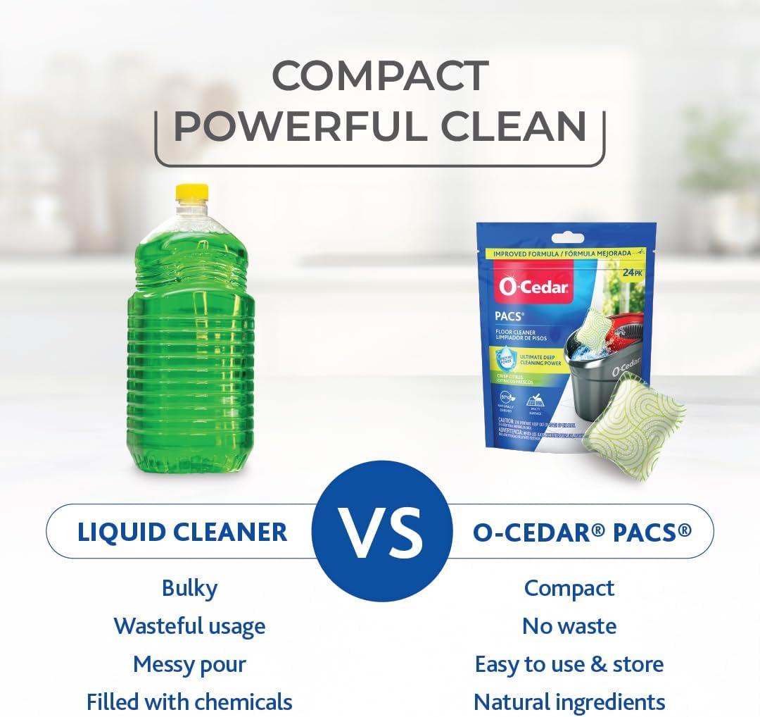 image:imageOCedar PACS Hard Floor Cleaner Crisp Citrus Scent 10 Count 1Pack Made with NaturallyDerived Ingredients Safe to Use on All Hard Floors Perfect for Mop BucketsCitrus
