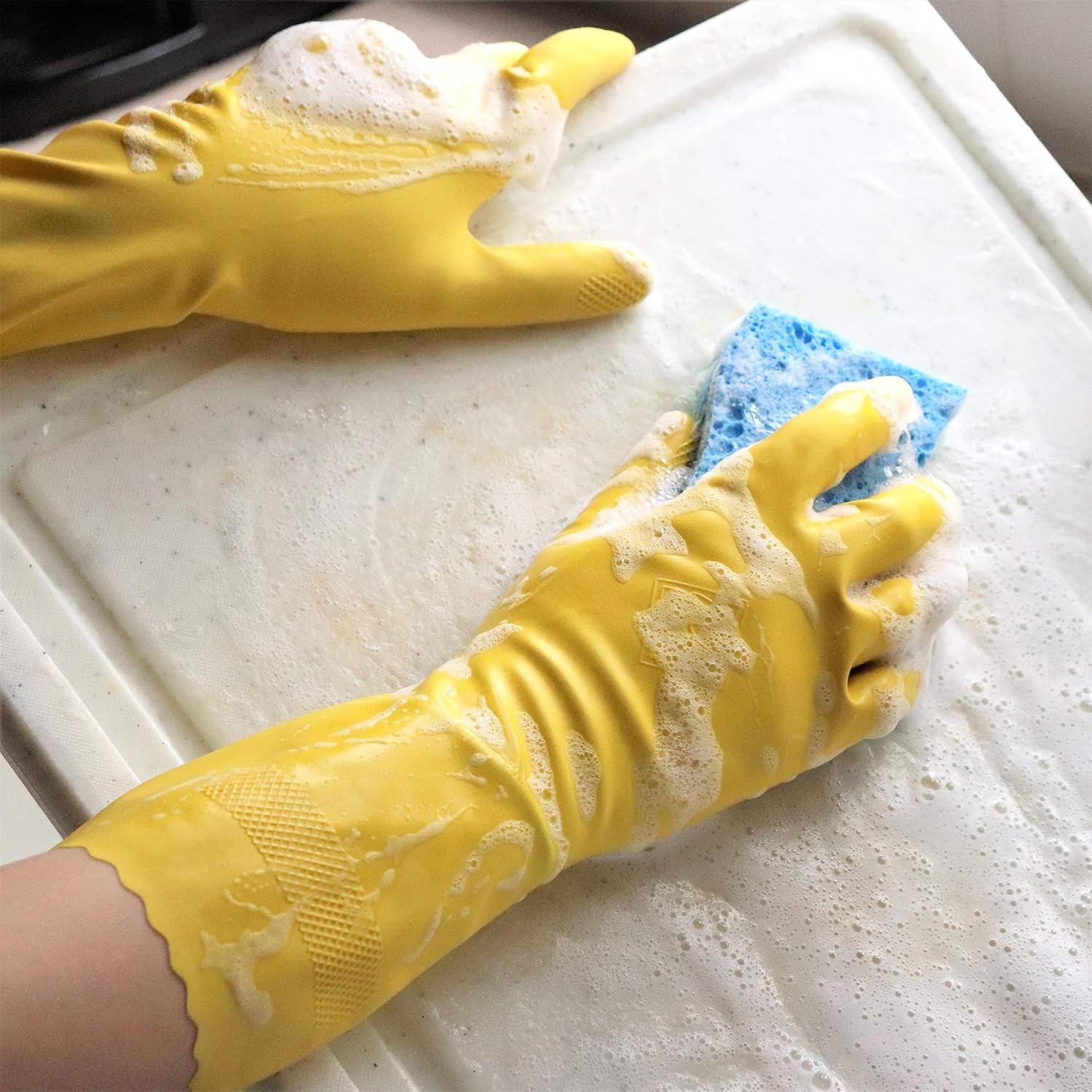image:imagePlaytex HandSaver Reuseable Rubber Cleaning Gloves XLarge 3 Pairs Everyday Protection Reusable Household GlovesMedium Pack of 3