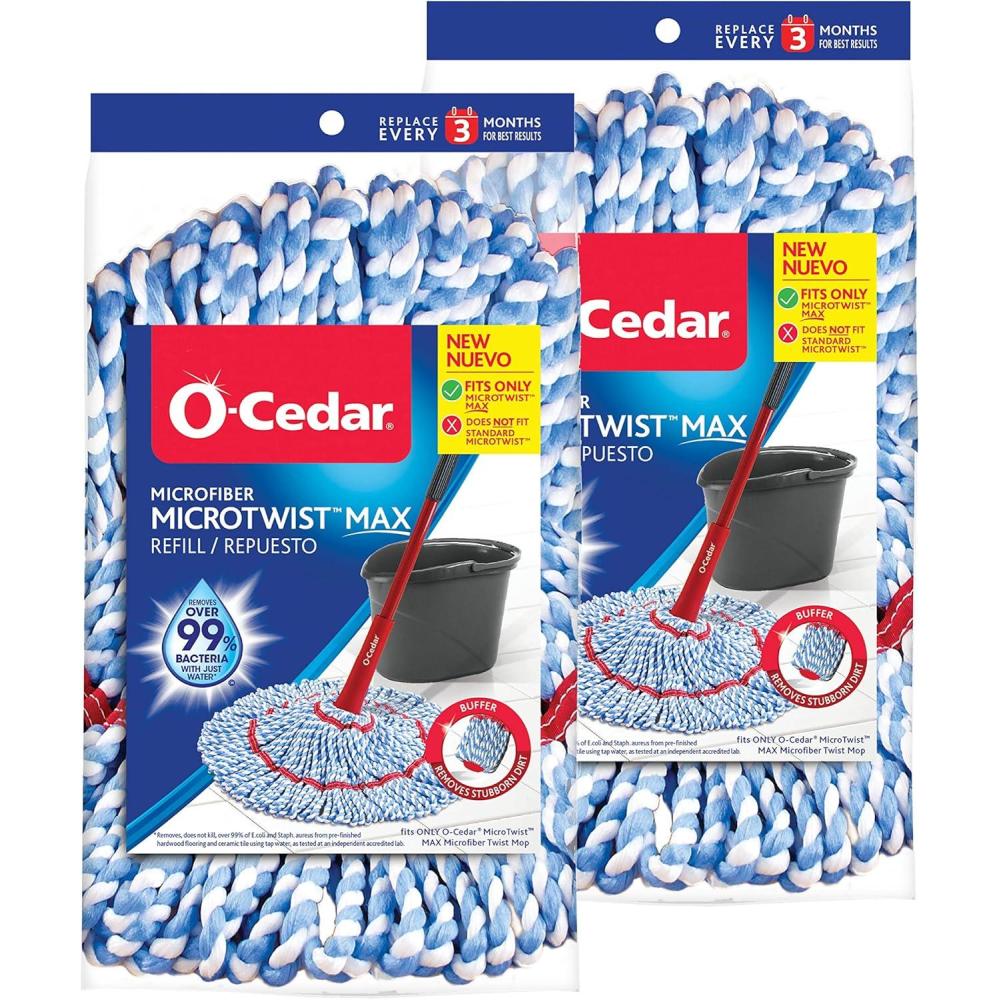 image:imageOCedar Genuine MicroTwist MAX Twist Mop Head Replacement  Machine Washable  Reusable  Microfiber Refill  Removes 99 of Bacteria2 Pack