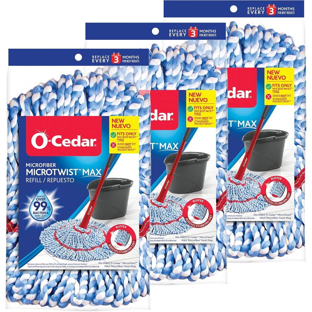 image:imageOCedar Genuine MicroTwist MAX Twist Mop Head Replacement  Machine Washable  Reusable  Microfiber Refill  Removes 99 of Bacteria3 Pack