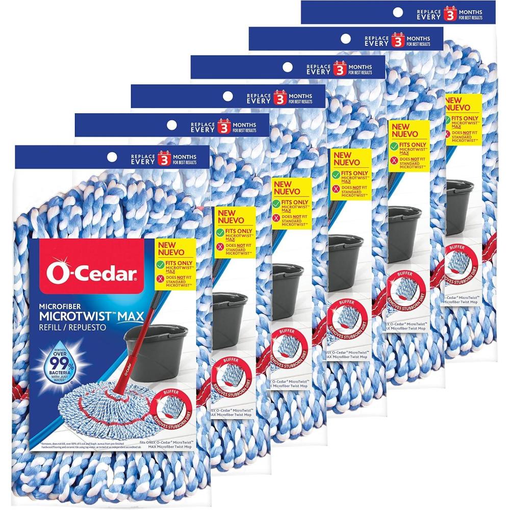 image:imageOCedar Genuine MicroTwist MAX Twist Mop Head Replacement  Machine Washable  Reusable  Microfiber Refill  Removes 99 of Bacteria6 Pack