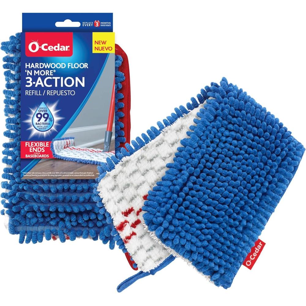 image:imageOCedar Hardwood Floor N More 3Action Flip Mop Head Replacement Machine Washable Reusable Microfiber Refill Removes 99 of Bacteria1