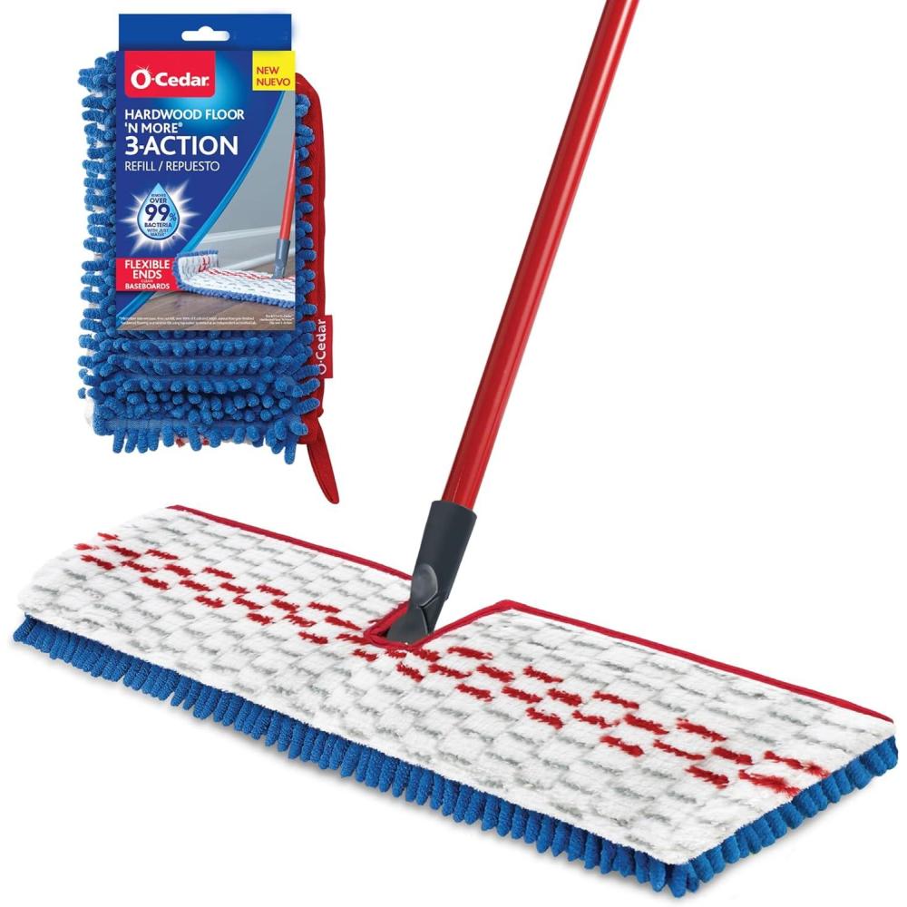 image:imageOCedar Hardwood Floor N More Microfiber Flip Mop  Blue3Action Mop  Refill