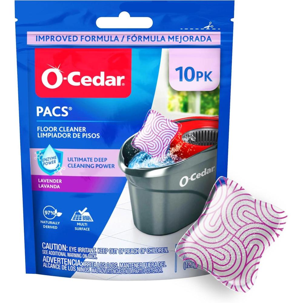 image:imageOCedar PACS Hard Floor Cleaner Crisp Citrus Scent 10 Count 1Pack Made with NaturallyDerived Ingredients Safe to Use on All Hard Floors Perfect for Mop BucketsLavender