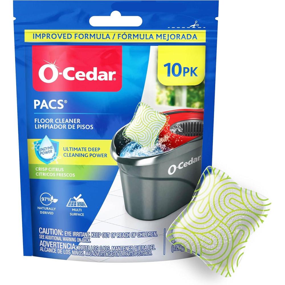 image:imageOCedar PACS Hard Floor Cleaner Crisp Citrus Scent 10 Count 1Pack Made with NaturallyDerived Ingredients Safe to Use on All Hard Floors Perfect for Mop BucketsCitrus