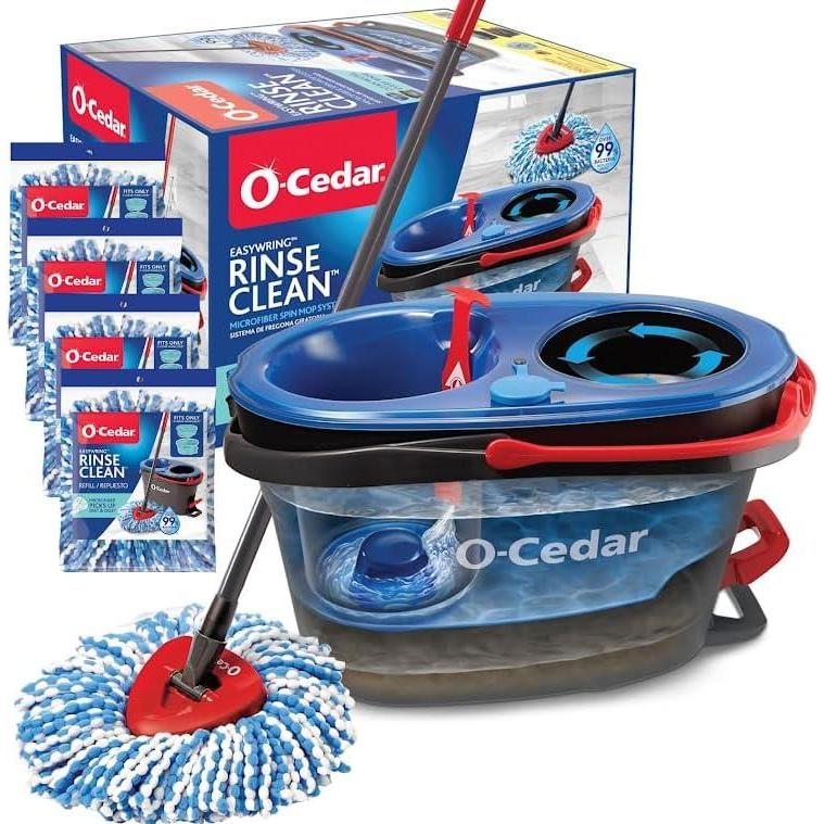 image:imageOCedar RinseClean Microfiber Spin Mop amp Bucket Floor Cleaning System with Citrus Pac Variety PackRC 4 RC Refills