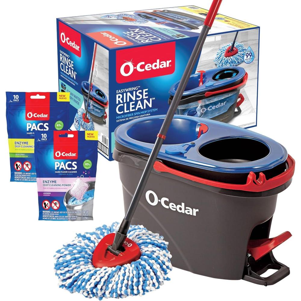 image:imageOCedar RinseClean Microfiber Spin Mop amp Bucket Floor Cleaning System with Citrus Pac Variety PackRC WCitrus Lavender PACS