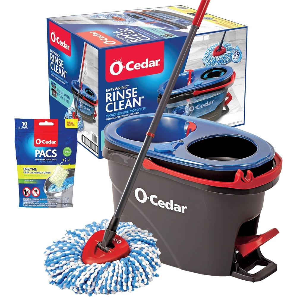 image:imageOCedar RinseClean Microfiber Spin Mop amp Bucket Floor Cleaning System with Citrus Pac Variety PackRC WCitrus PACS