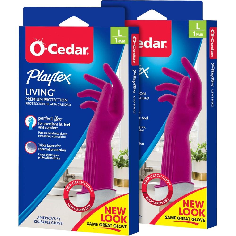 image:imagePLAYTEX Living Reusable Rubber Cleaning Gloves Durable Household Gloves Large Pack of 3Large Pack of 2