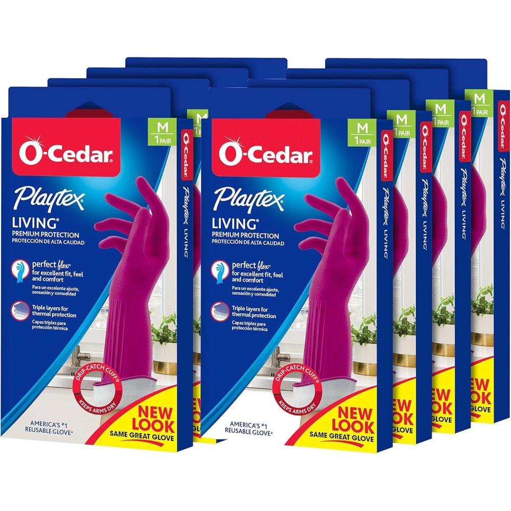 image:imagePLAYTEX Living Reusable Rubber Cleaning Gloves Durable Household Gloves Large Pack of 3Medium Pack of 2