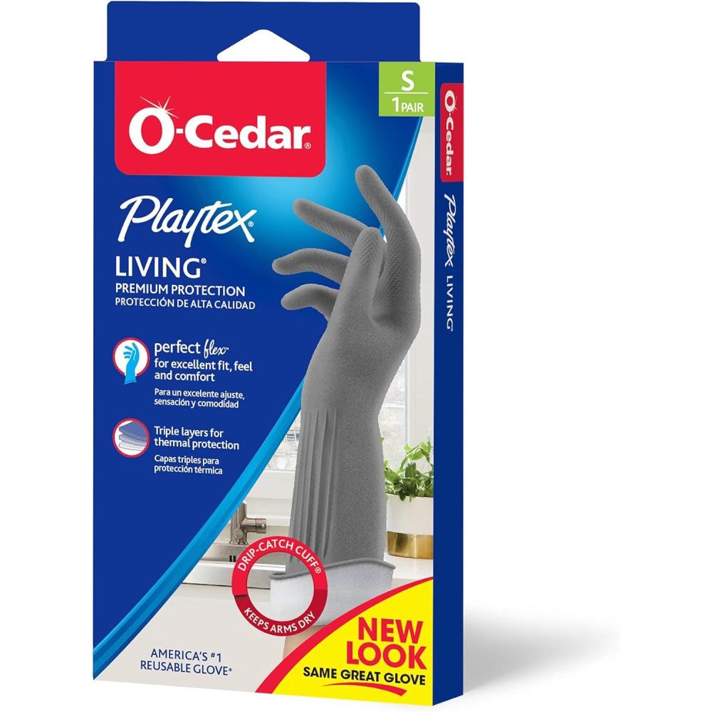 image:imagePLAYTEX Living Reusable Rubber Cleaning Gloves Durable Household Gloves Large Pack of 3Small Pack of 1
