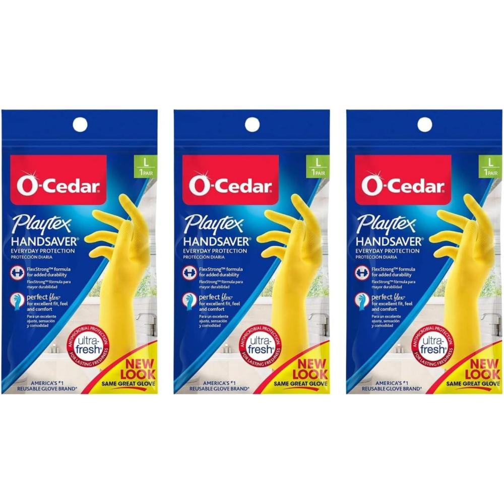 image:imagePlaytex HandSaver Reuseable Rubber Cleaning Gloves XLarge 3 Pairs Everyday Protection Reusable Household GlovesLarge