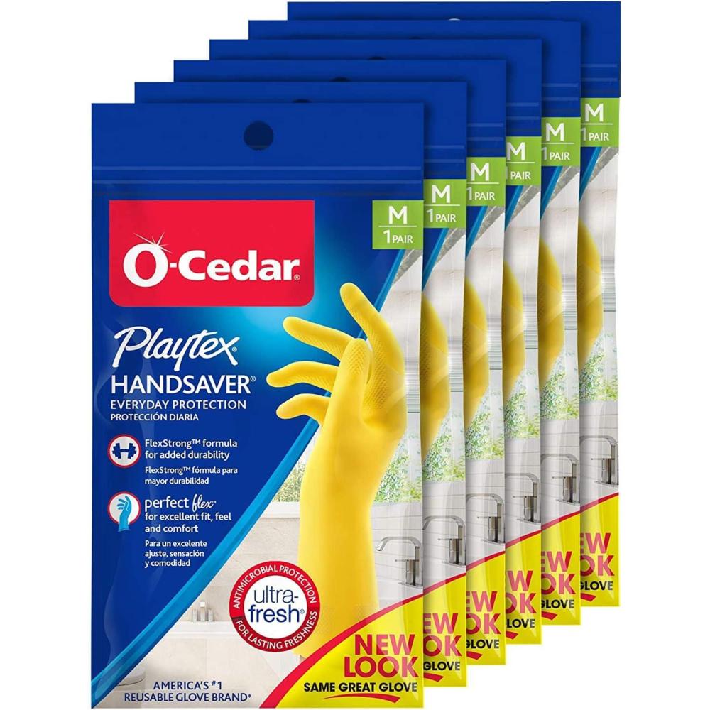 image:imagePlaytex HandSaver Reuseable Rubber Cleaning Gloves XLarge 3 Pairs Everyday Protection Reusable Household GlovesMedium Pack of 6