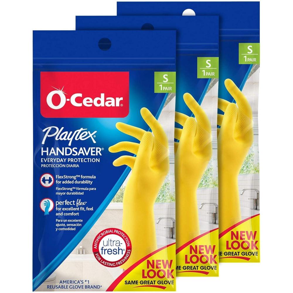 image:imagePlaytex HandSaver Reuseable Rubber Cleaning Gloves XLarge 3 Pairs Everyday Protection Reusable Household GlovesSmall Pack of 3