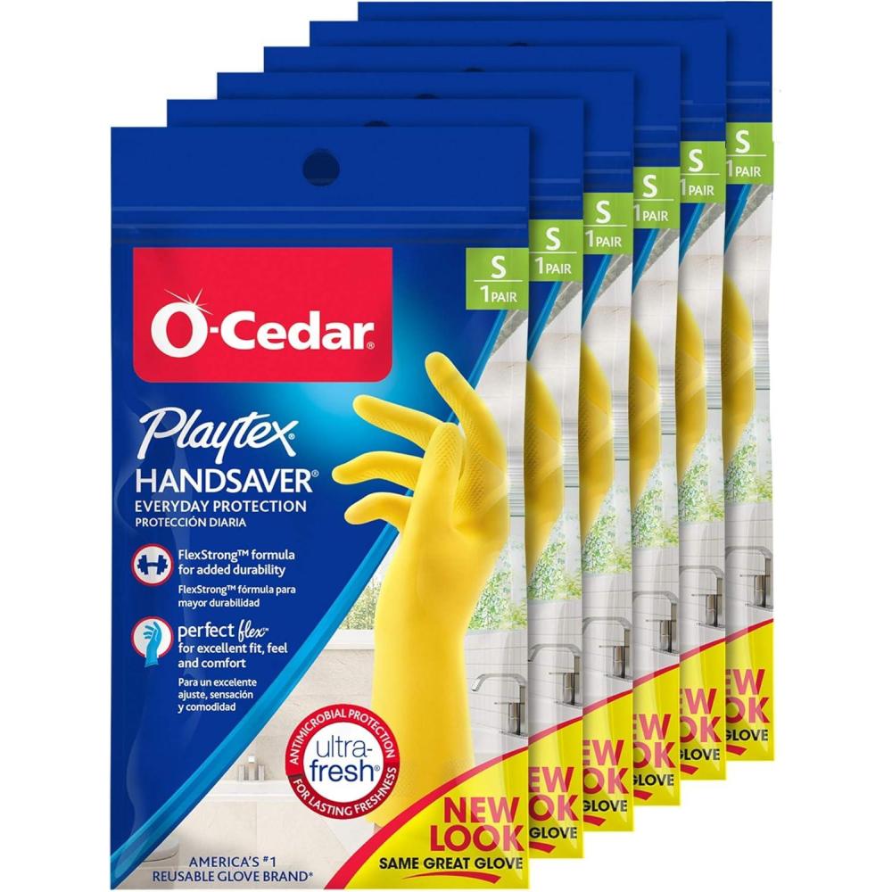 image:imagePlaytex HandSaver Reuseable Rubber Cleaning Gloves XLarge 3 Pairs Everyday Protection Reusable Household GlovesSmall Pack of 6