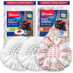 O-Cedar EasyWring Deep Clean Refill (4-Pack) | 40% More Cleaning Power | Microfiber Mop Refill Compatible with O-Cedar EasyWring Spin Mop & Bucket System(2 Easywring + 1 Deep Clean Refill)