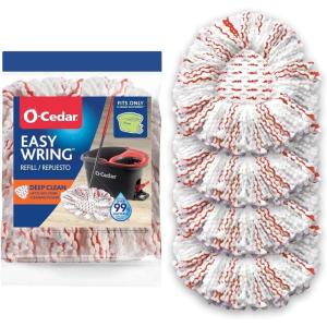 O-Cedar EasyWring Deep Clean Refill (4-Pack) | 40% More Cleaning Power | Microfiber Mop Refill Compatible with O-Cedar EasyWring Spin Mop & Bucket System(Deep Clean Refill (4-Pack))
