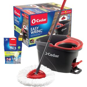O-Cedar EasyWring Microfiber Spin Mop and Bucket Cleaning System + Citrus and Lavender Pacs (Variety Pack)(EasyWring + Citrus PACS)