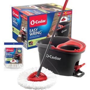 O-Cedar Easywring Microfiber Spin Mop & Bucket Floor Cleaning System with 1 Extra Refill,Red / Gray(Easywring Spin Mop & Bucket + 1 Extra Refill)
