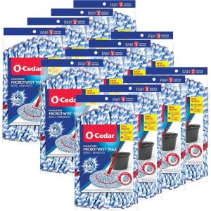 O-Cedar Genuine MicroTwist MAX Twist Mop Head Replacement | Machine Washable | Reusable | Microfiber Refill | Removes 99% of Bacteria(1 Count (Pack of 12))