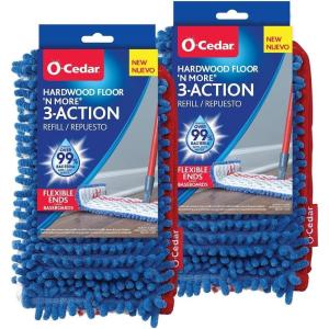 O-Cedar Hardwood Floor ‘N More 3-Action Flip Mop Head Replacement | Machine Washable | Reusable | Microfiber Refill | Removes 99% of Bacteria(2)