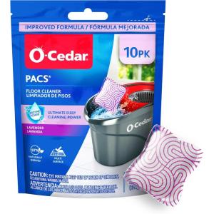 O-Cedar PACS Hard Floor Cleaner, Crisp Citrus Scent 10 Count (1-Pack) | Made with Naturally-Derived Ingredients | Safe to Use on All Hard Floors | Perfect for Mop Buckets(Lavender)