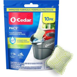 O-Cedar PACS Hard Floor Cleaner, Crisp Citrus Scent 10 Count (1-Pack) | Made with Naturally-Derived Ingredients | Safe to Use on All Hard Floors | Perfect for Mop Buckets(Citrus)