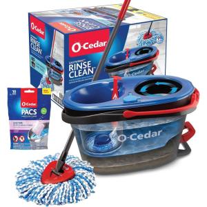 O-Cedar RinseClean Microfiber Spin Mop & Bucket Floor Cleaning System with Citrus Pac (Variety Pack)(RinseClean + Lavender PACS)