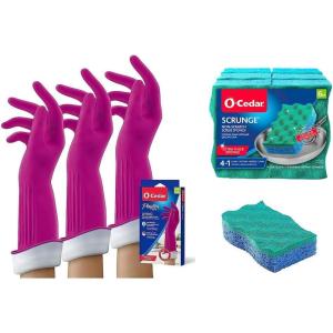O-Cedar Scrunge Non-Scratch Scrub Sponge (Pack of 6) Multi-Use, All-Purpose, Odor-Resistant, Scrubbing Sponge Safely Cleans All Hard Surfaces in Kitchen and Bathroom(Variety Pack)