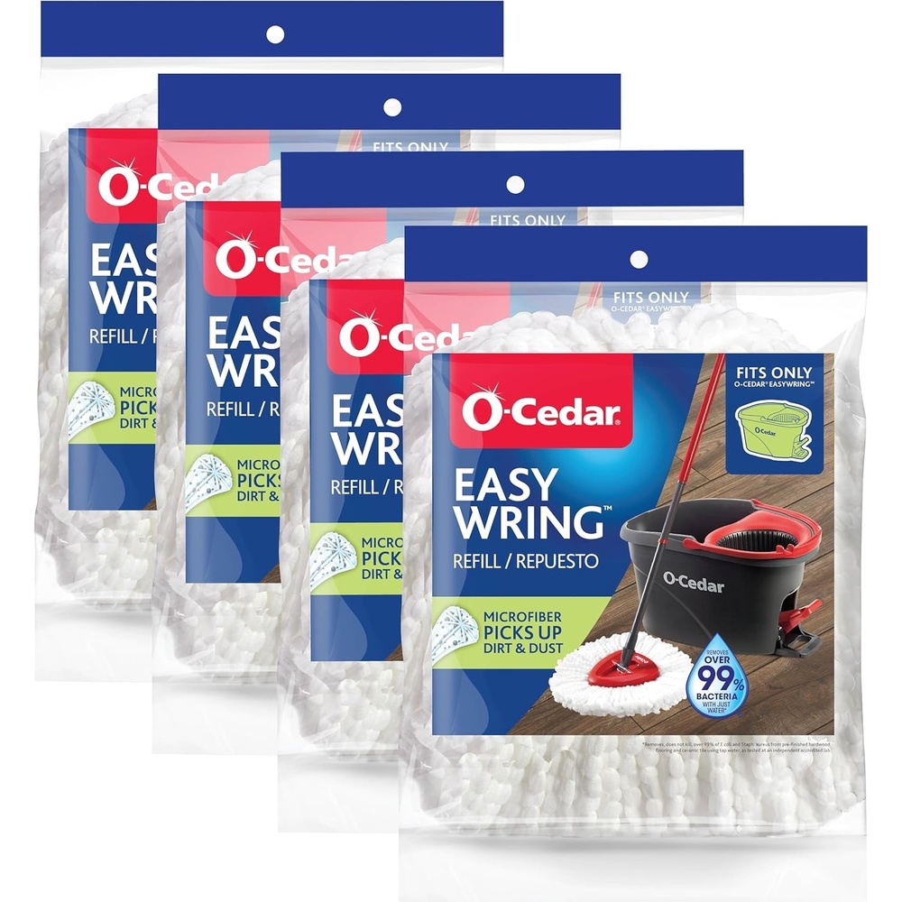 image:imageOCedar EasyWring Deep Clean Refill  40 More Cleaning Power  Microfiber Mop Refill Compatible with OCedar EasyWring Spin Mop amp Bucket System Pack of 4White